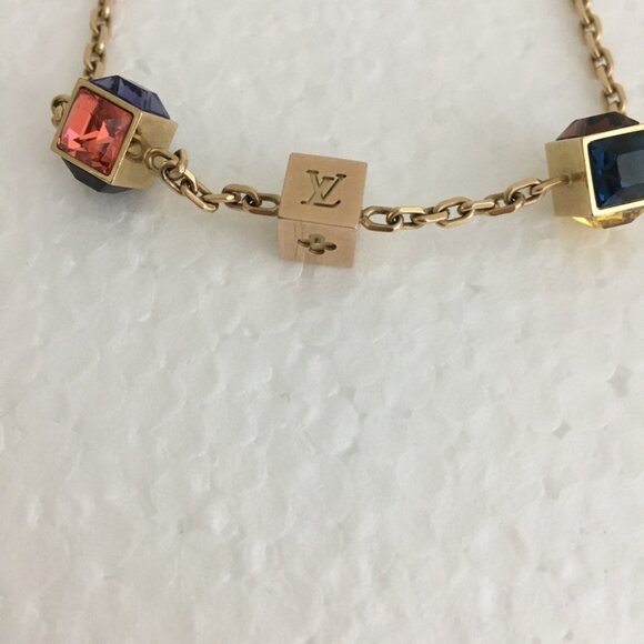 Louis Vuitton Crystal Gamble Station Bracelet 8" 100% Authentic Gold Plated - Picture 4 of 9